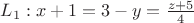 $L_1 : x+1 = 3-y = \frac {z+5} {4}$