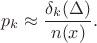 $$p_k \approx \frac{\delta_k(\Delta)}{n(x)}.$$