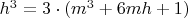 $h^3=3\cdot(m^3+6mh+1)$