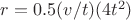 $r = 0.5(v / t)(4t^2)$