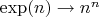 $\exp(n) \to n^n$