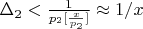 $\Delta_2<\frac {1} {p_2[\frac {x} {p_2}]} \approx 1/x$