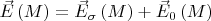 $\vec E\left( M \right) = \vec E_\sigma  \left( M \right) + \vec E_0 \left( M \right)$