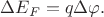 $\Delta E_F=q\Delta\varphi.$