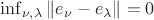 $\inf_{\nu, \lambda } \| e_{\nu} - e_{\lambda} \| = 0$ $\inf_{\nu, \lambda } \| e_{\nu} - e_{\lambda} \| = 0$
