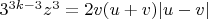 $3^{3k-3}z^3 = 2v(u+v)|u-v|$