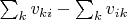 $\sum_k v_{ki} - \sum_k v_{ik}$