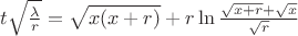 $t\sqrt{\frac{\lambda}{r}}=\sqrt{x(x+r)}+r \ln\frac{\sqrt{x+r}+\sqrt{x}}{\sqrt{r}}$