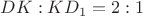 $DK:KD_1 = 2:1$