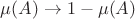 $&micro;(A)\to 1- &micro;(A)$