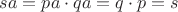 $sa=pa \cdot qa= q\cdot p=s$