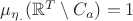 $\mu_{\eta_.}(\mathbb{R}^T \setminus C_a) = 1$