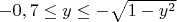 $-0,7\le y\le -\sqrt{1-y ^ 2} $