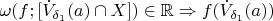 $\omega (f;[\dot{V}_{\delta_1}(a)\cap X])\in\mathbb{R} \Rightarrow f(\dot{V}_{\delta_1}(a))$