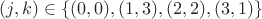 $(j,k)\in\{(0,0),(1,3),(2,2),(3,1)\}$
