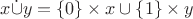 $x \dot{\cup} y = \{0\} \times x \cup \{1\} \times y $