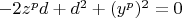 $
 - 2z^p d + d^2  + (y^p )^2  = 0
$