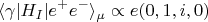 $$\langle\gamma|H_I|e^+e^-\rangle_\mu  \propto e(0,1,i,0)$$