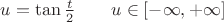 $u=\tan \frac t2\qquad u\in[-\infty,+\infty]$