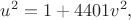 $\displaystyle u^2=1+4401v^2,$