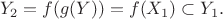 $$Y_2=f(g(Y))=f(X_1) \subset Y_1.$$