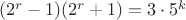$(2^r-1)(2^r+1)=3\cdot 5^k$