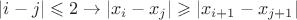 $|i-j|\leqslant 2\rightarrow |x_i-x_j|\geqslant |x_{i+1}-x_{j+1}|$