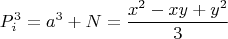$$P_i^3=a^3+N=\dfrac {x^2-xy+y^2} 3$$