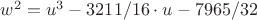 $w^2=u^3-3211/16\cdot{u}-7965/32$