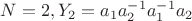 $N=2, Y_2=a_1 a_2^{-1}a_1^{-1}a_2$