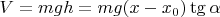 $V=mgh=mg(x-x_0) \tg\alpha$