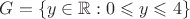 $G = \lbrace y \in  \mathbb{R} : 0 \leqslant y \leqslant 4 \rbrace$