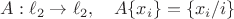 $$A:\ell_2\to \ell_2,\quad A\{x_i\}=\{x_i/i\}$$