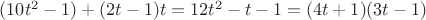 $(10t^2-1)+(2t-1)t=12t^2-t-1=(4t+1)(3t-1)$