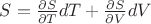 $S=\frac{\partial S}{\partial T}dT+\frac{\partial S}{\partial V}dV$