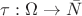 $\tau:\Omega \rightarrow \bar{N}$