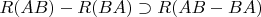 $R(AB) - R(BA) \supset R(AB-BA)$