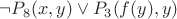 $ \neg P_8(x,y) \vee P_3(f(y),y) $