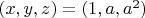 $(x,y,z)=(1,a,a^2)$