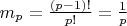 $m_p=\frac{(p-1)!}{p!}=\frac{1}{p}$