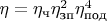 $\eta = \eta_{\text{ч}}\eta ^2_{\text{зп}}\eta ^4_{\text{под}}$