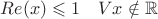$ Re(x)\leqslant 1 \quad V x \notin \mathbb{R}$