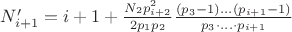 $N'_{i+1}=i+1+ \tfrac {N_2p_{i+2}^2}{2p_1p_2} \tfrac{(p_{3}-1)...(p_{i+1}-1)}{p_{3}\cdot...\cdot p_{i+1}}
