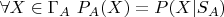 $\forall X \in \Gamma_A \ P_A(X) = P(X|S_A)$