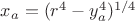 $x_a=(r^4-y_a^4)^{1/4}$