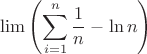 $$\lim\left(\sum_{i=1}^n\frac{1}{n}-\ln n\right)$$