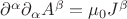 $\partial^\alpha\partial_\alpha A^\beta=\mu_0 J^\beta$ $\partial^\alpha\partial_\alpha A^\beta=\mu_0 J^\beta$