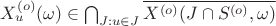 $X^{(o)}_u(\omega) \in \bigcap_{J:u \in J}\overline{X^{(o)}(J \cap S^{(o)}, \omega)}$
