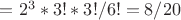 $Р = 2^3*3!*3!/6! = 8/20$
