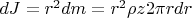 $dJ=r^2 dm=r^2\rho z 2 \pi rdr$
